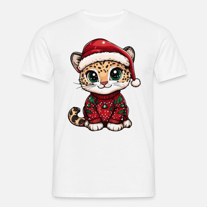 Leopard Weihnachten Comic - Männer T-Shirt - Weiß