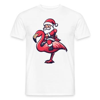 Flamingo Weihnachtsmann - Männer T-Shirt - Weiß - Vorne - AI Model Male 178 dark (178cm)