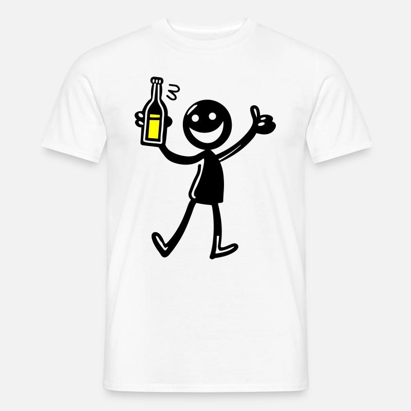 Drinking Comic Illustration Beer - Men’s T-shirt - white