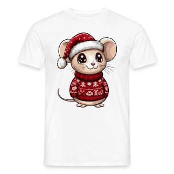Maus Weihnachten Comic - Männer T-Shirt - Weiß - Vorne - AI Model Male 178 dark (178cm)