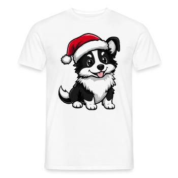Border Collie Hund Weihnachten Niedlich - Männer T-Shirt - Weiß - Vorne - AI Model Male 178 dark (178cm)