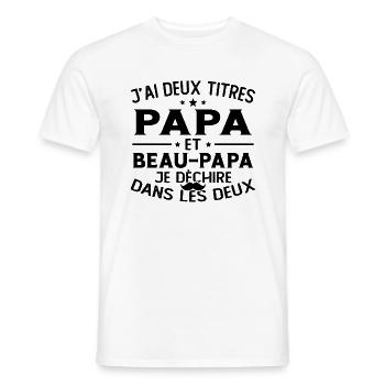 J'ai deux titres papa et beau papa - T-shirt homme - blanc - Devant - AI Model Male 178 dark (178cm)