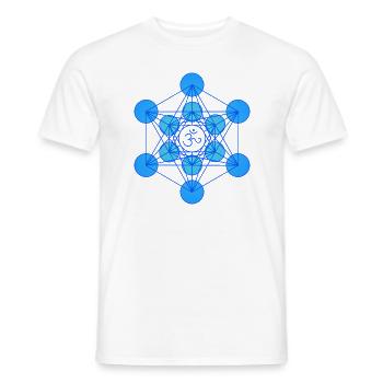 Sacred Geometry Merkaba Om Blue - Men's T-Shirt - white - Front - AI Model Male 178 dark (178cm)