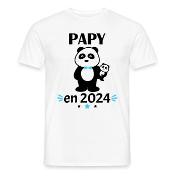 Papy en 2024, annonce grossesse, famille - T-shirt homme - blanc - Devant - AI Model Male 178 dark (178cm)