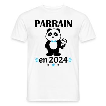 Parrain en 2024, annonce grossesse, famille - T-shirt homme - blanc - Devant - AI Model Male 178 dark (178cm)