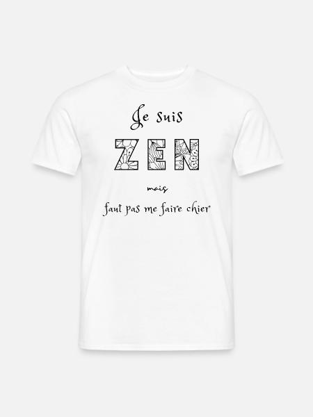 zen noir - T-shirt homme - blanc