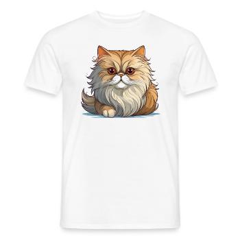 Un mignon chat persan - T-shirt homme - blanc - Devant - AI Model Male 178 dark (178cm)