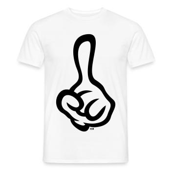 Index levé (doigt / main gauche / 1C) - T-shirt homme - blanc - Devant - AI Model Male 178 dark (178cm)