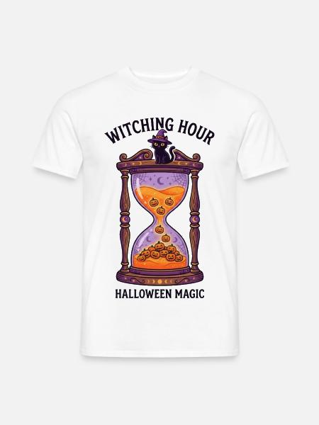 Magische Halloween-Sanduhr - Männer T-Shirt - Weiß
