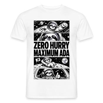 Zero Hurry Maximum Nada – Weltraumfaultier - Männer T-Shirt - Weiß - Vorne - AI Model Male 178 dark (178cm)