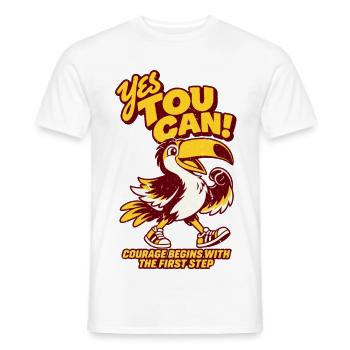 Yes You Can – Mutiger Tukan  - Männer T-Shirt - Weiß - Vorne - AI Model Male 178 dark (178cm)