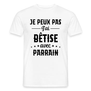 Je Peux Pas J'Ai Bêtise Avec Parrain - T-shirt homme - blanc - Devant - AI Model Male 178 dark (178cm)