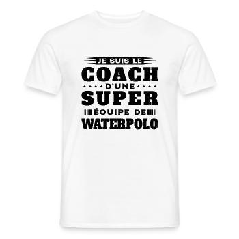 Coach de Super équipe de waterpolo Humour Cadeau - T-shirt homme - blanc - Devant - AI Model Male 178 dark (178cm)
