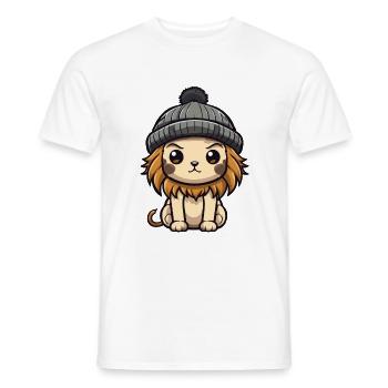 Løve Vinter Tegneserie Sød - Mænd T-shirt - hvid - Foran - AI Model Male 178 dark (178cm)