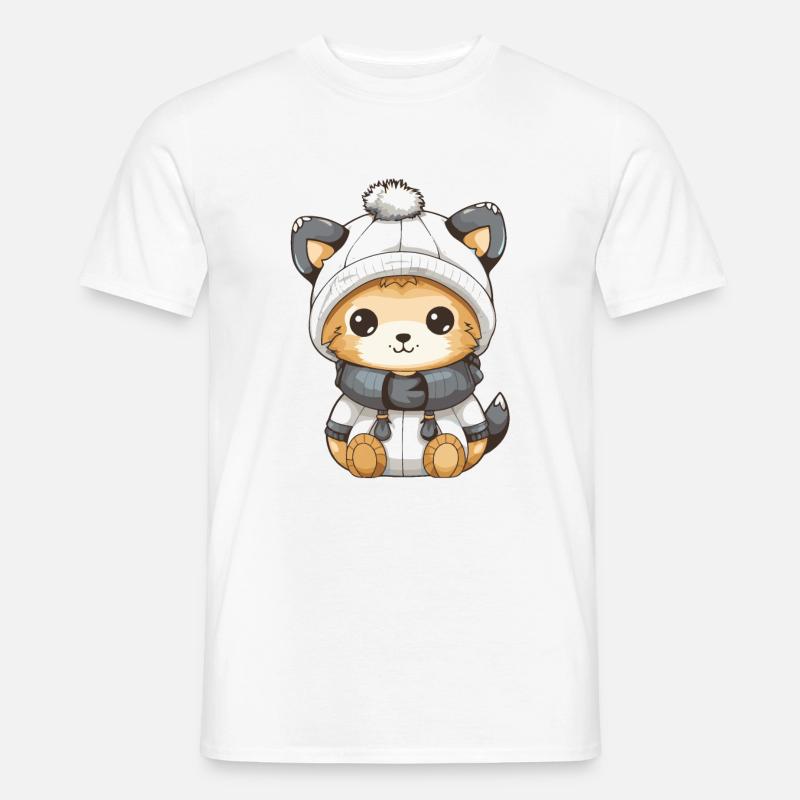 Fuchs Winter Comic Niedlich - Männer T-Shirt - Weiß