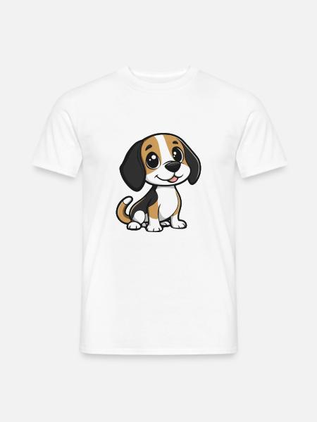Beagle Hund Comic Niedlich - Männer T-Shirt - Weiß