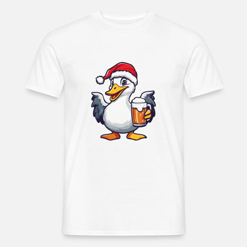 Gans Weihnachten Bier - Männer T-Shirt - Weiß