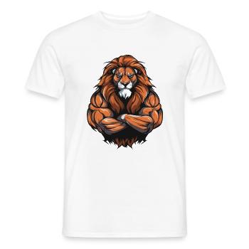 Gymnase d’entraînement Lion Muscles - T-shirt homme - blanc - Devant - AI Model Male 178 dark (178cm)