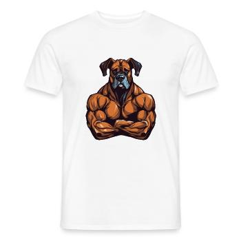 Musculation des muscles du chien - T-shirt homme - blanc - Devant - AI Model Male 178 dark (178cm)
