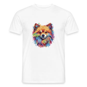 Pomeranian Dog Head Portrait Pop Art - Men's T-Shirt - white - Front - AI Model Male 178 dark (178cm)