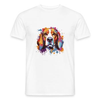 Beagle Dog Head Portrait Pop Art - Men's T-Shirt - white - Front - AI Model Male 178 dark (178cm)