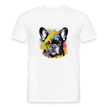Französische Bulldogge Hund Pop Art Porträt - Männer T-Shirt - Weiß - Vorne - AI Model Male 178 dark (178cm)
