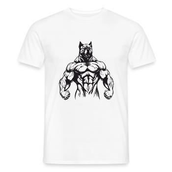 Gymnase d’entraînement des muscles du chien - T-shirt homme - blanc - Devant - AI Model Male 178 dark (178cm)