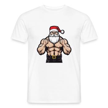 Santa Claus Muscles Gym Santa - Men's T-Shirt - white - Front - AI Model Male 178 dark (178cm)
