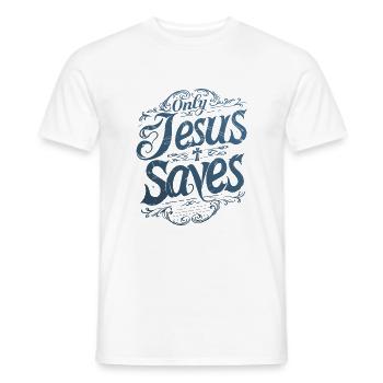 Jesus Christus Rettet Bibelspruch Glaube Hoffnung - Männer T-Shirt - Weiß - Vorne - AI Model Male 178 dark (178cm)