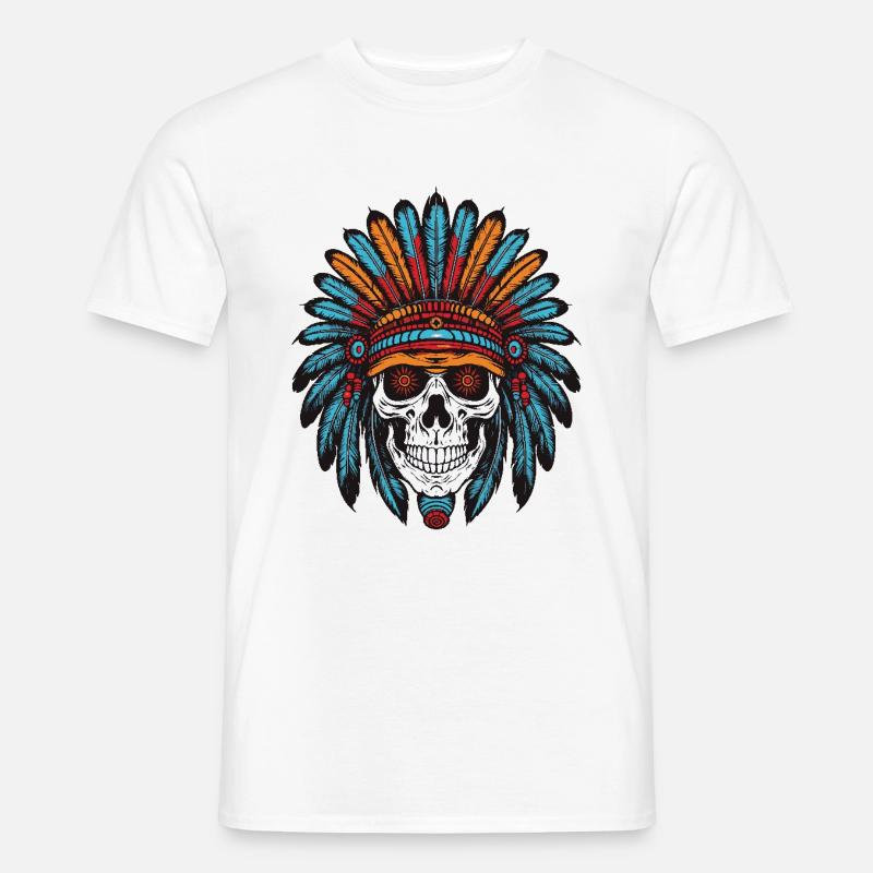Apache Indianer Häuptling Totenkopf - Männer T-Shirt - Weiß