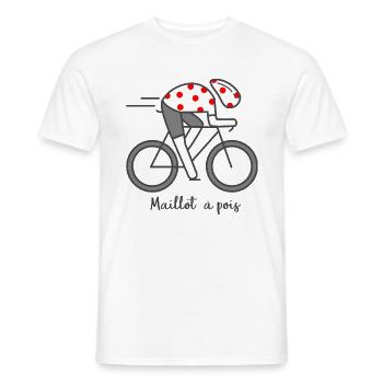 velo vélo vélos le tour cycliste maillot à pois - T-shirt homme - blanc - Devant - AI Model Male 178 dark (178cm)