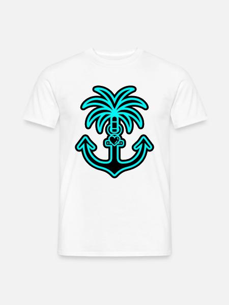 Palme Anker Herz Liebe - Männer T-Shirt - Weiß