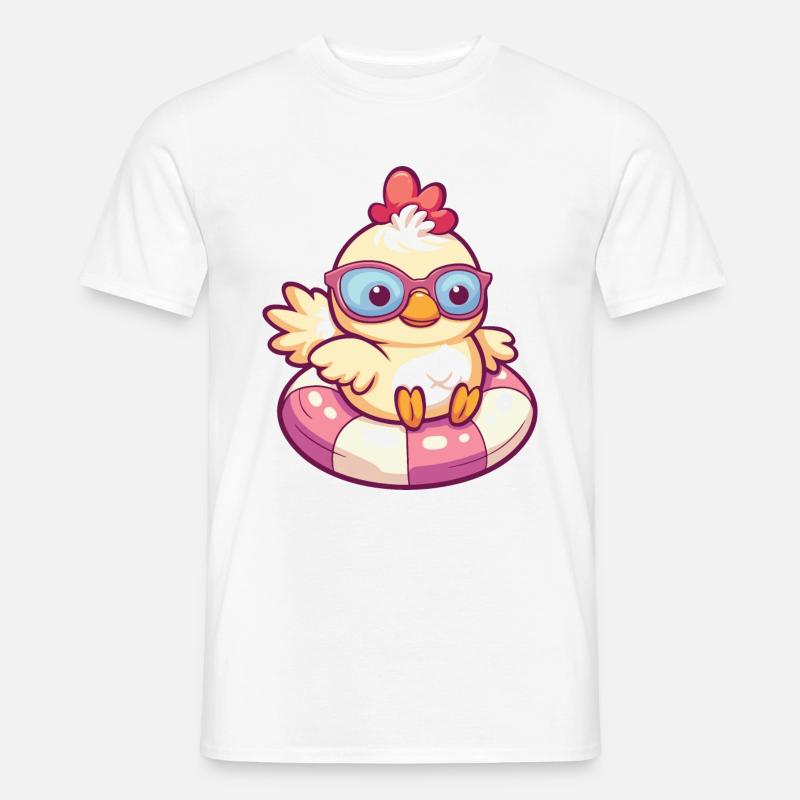 Huhn Sommer Comic - Männer T-Shirt - Weiß