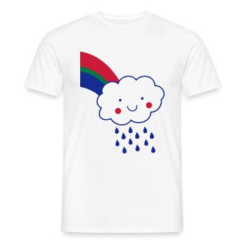 Wolke Regen Regenbogen farbig Geschenk Comic - Men's T-Shirt - white - Front - AI Model Male 178 dark (178cm)