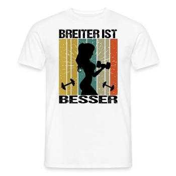 Bodybuilding Sprüche Frau Breiter ist besser - Männer T-Shirt - Weiß - Vorne - AI Model Male 178 dark (178cm)
