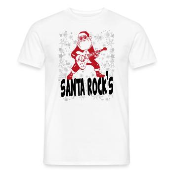 Weihnachten Christmas Santa Rocks Music Musik - Männer T-Shirt - Weiß - Vorne - AI Model Male 178 dark (178cm)