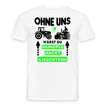 Bauer Hungrig Nackt Nüchtern Protest - Männer T-Shirt - Weiß - Vorne - AI Model Male 178 dark (178cm)