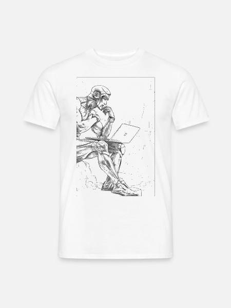 Retro-futuristischer Denker - Techno-Natur-Tradition - Männer T-Shirt - Weiß