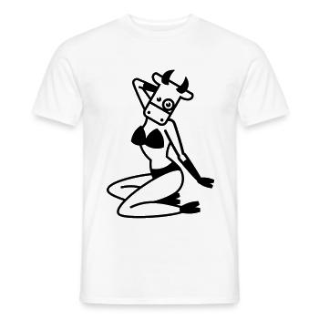 Pin-up vache / vache / Vache /-Vaca /-Vacca /-Koe - T-shirt homme - blanc - Devant - AI Model Male 178 dark (178cm)