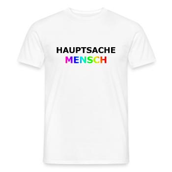 Hauptsache Mensch! LGBTQ+ Menschenrechte T-shirt. - Männer T-Shirt - Weiß - Vorne - AI Model Male 178 dark (178cm)