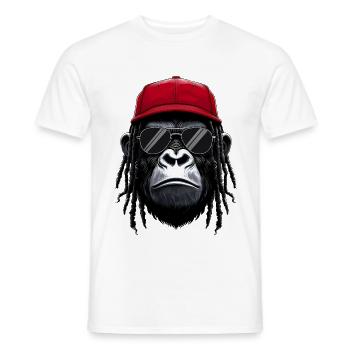 Cool Gorilla Hip Hop Rap Rappeur Lunettes de soleil - T-shirt homme - blanc - Devant - AI Model Male 178 dark (178cm)
