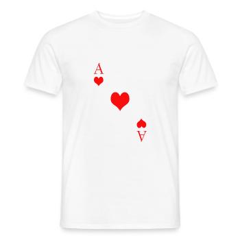 Playing card ace of hearts Mardi Gras carnival couples group - Men's T-Shirt - white - Front - AI Model Male 178 dark (178cm)