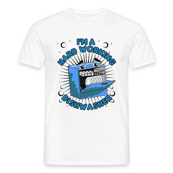 Hard-working dishwasher - Men's T-Shirt - white - Front - AI Model Male 178 dark (178cm)