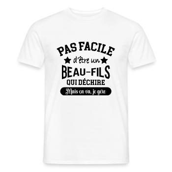 Cadeau beau-fils qui déchire - T-shirt homme - blanc - Devant - AI Model Male 178 dark (178cm)