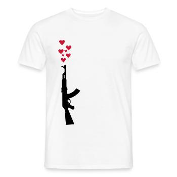 AK47 Anti Kriegs Motiv Waffen und Herzen - Männer T-Shirt - Weiß - Vorne - AI Model Male 178 dark (178cm)