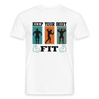Bodybuilding Keep Body Fit Muskeltraining Hantel - Männer T-Shirt - Weiß - Vorne - AI Model Male 178 dark (178cm)