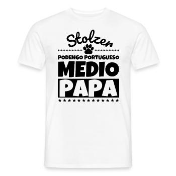 Podengo Portugueso Medio lustig Herrchen Hund - Männer T-Shirt - Weiß - Vorne - AI Model Male 178 dark (178cm)