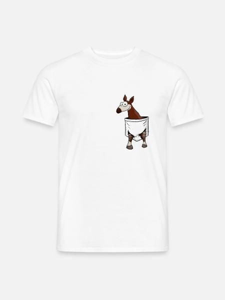 Lässige Waldgiraffe Lustiger Comic Okapi In Tasche - Männer T-Shirt - Weiß