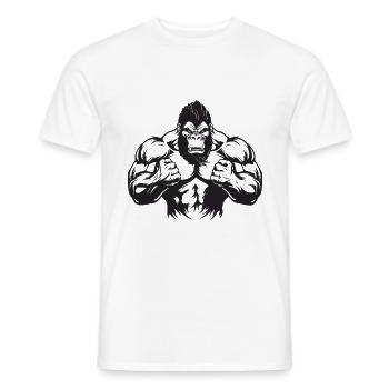 Gymnase d’entraînement Gorilla Muscles - T-shirt homme - blanc - Devant - AI Model Male 178 dark (178cm)