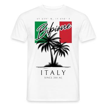 Bibione Italy Palm Trees Flag Travel Souvenir - Men's T-Shirt - white - Front - AI Model Male 178 dark (178cm)